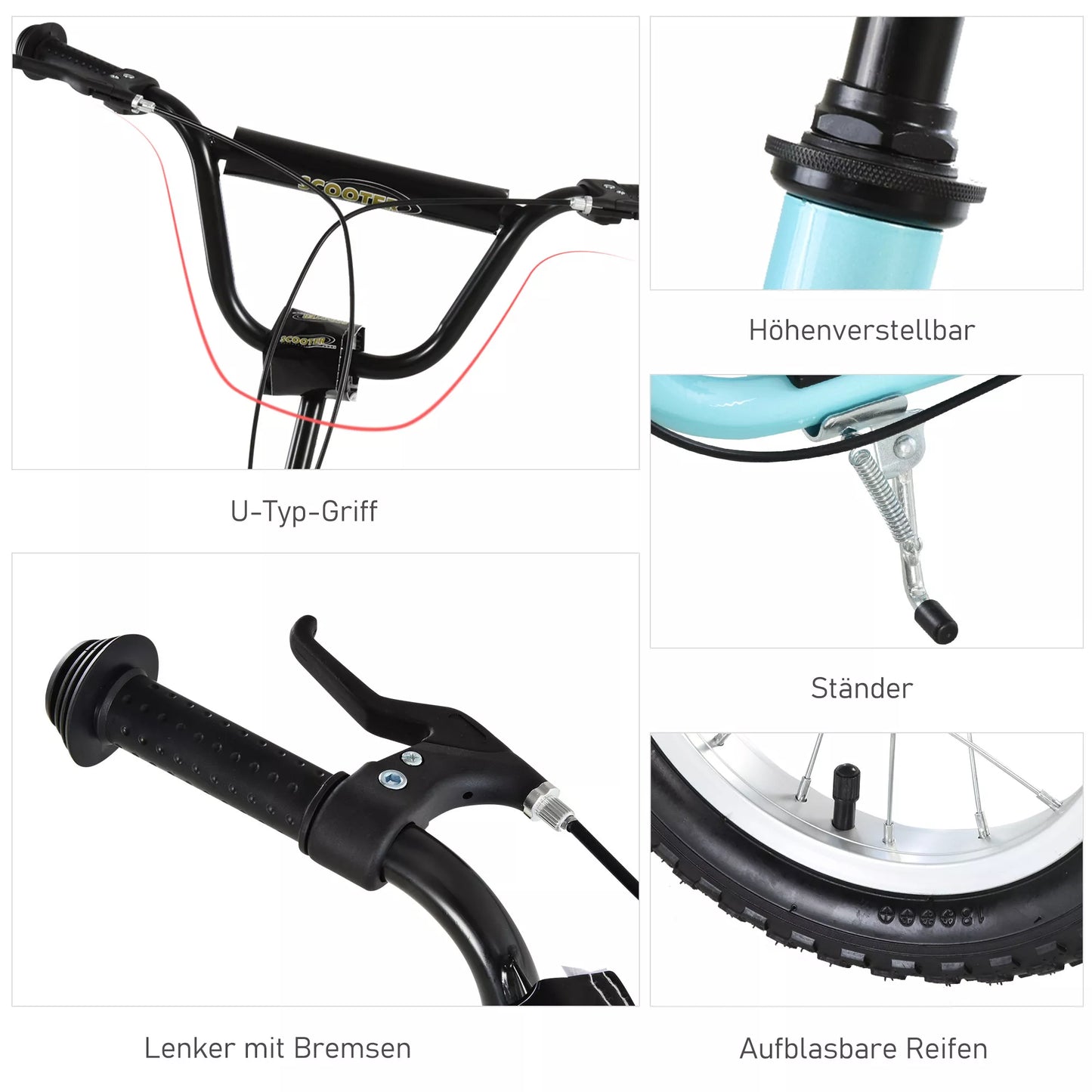 Vaikiskis paspirtukas nuo 5 metų, miesto paspirtukas, aliumininis, 120 x 58 x 85-95 cm, šviesiai mėlynas