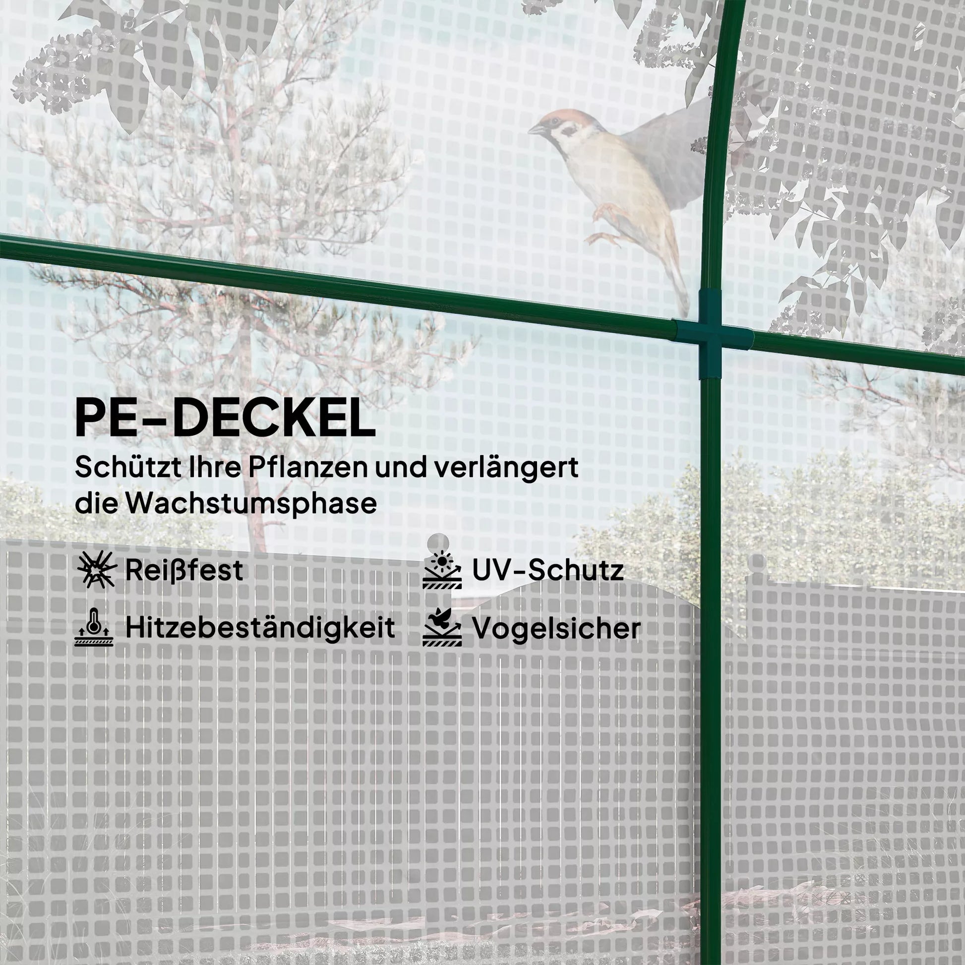 Šiltnamis, nešiojamas augalų namelis su plieniniu rėmu, plastikas, 143x73x195 cm, baltas