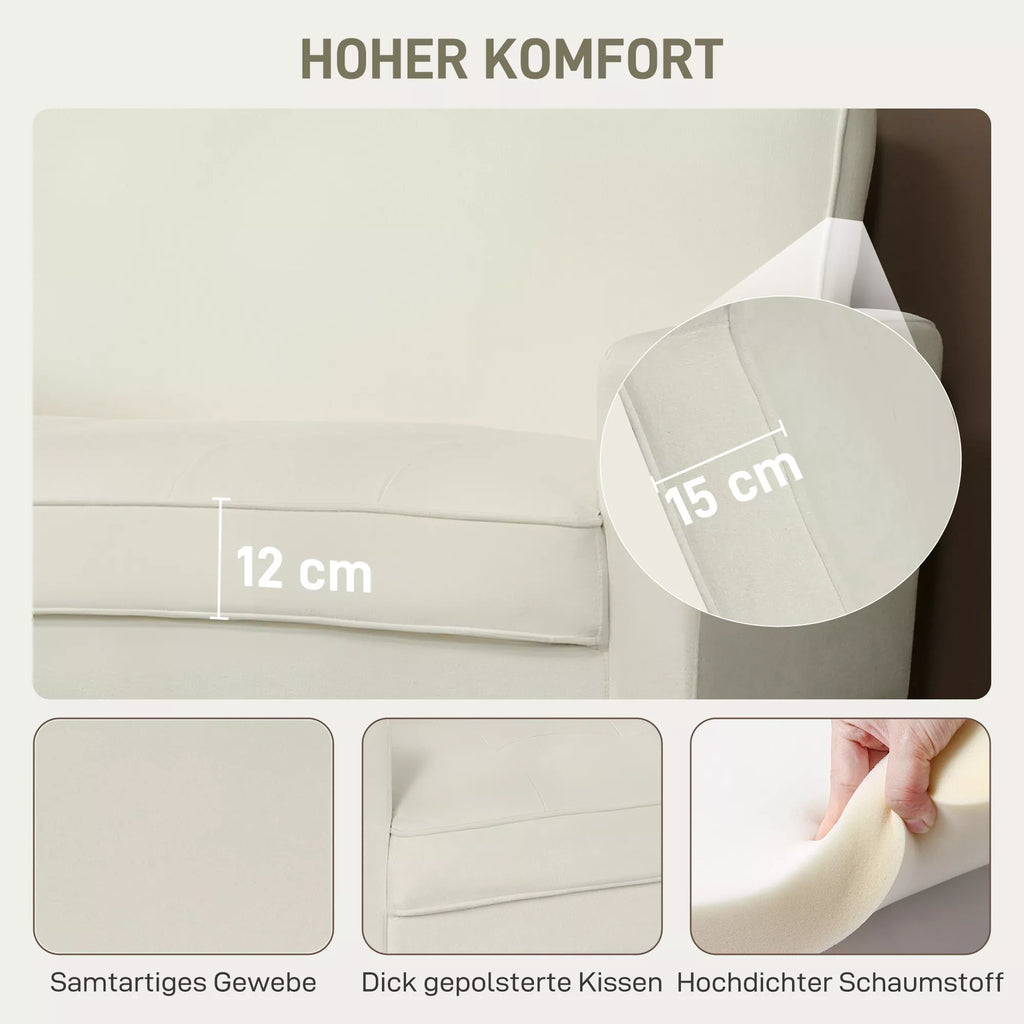 Dvivietė sofa, 130 cm pločio, kreminė balta