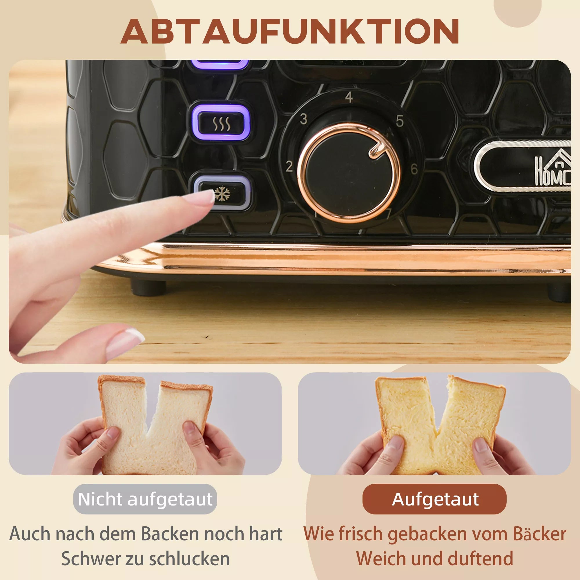 4-skiltis skrudintuvas su 7 skrudinimo lygiais, aukšto pakėlimo funkcija, pašildymo/atšildymo/atšaukimo funkcija, 1860 W, juodos spalvos su korio struktūra