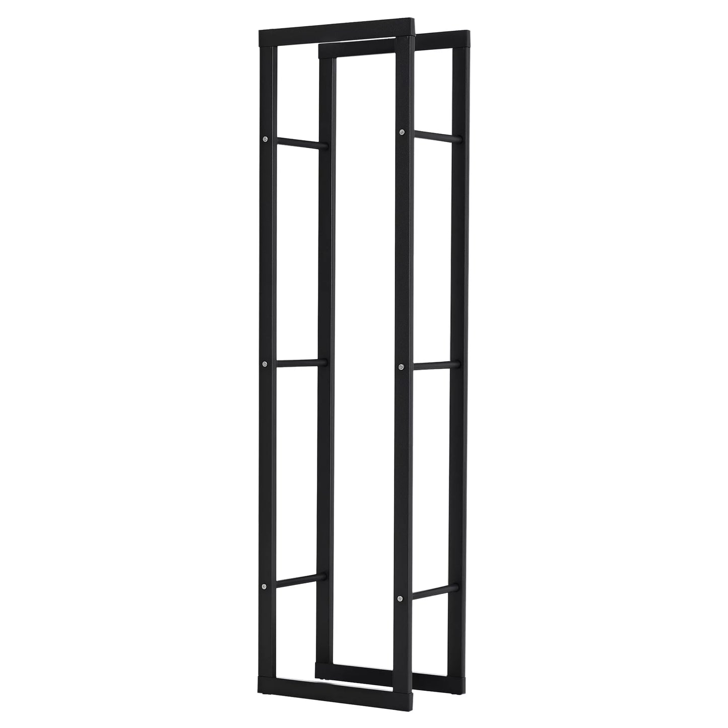 Metalinis malkų laikiklis 40 x 25 x 150 cm, stovas malkoms sukrauti, plieninis rėmas iki 100 kg, lauko malkų stalas, sodui, terasai, juodas