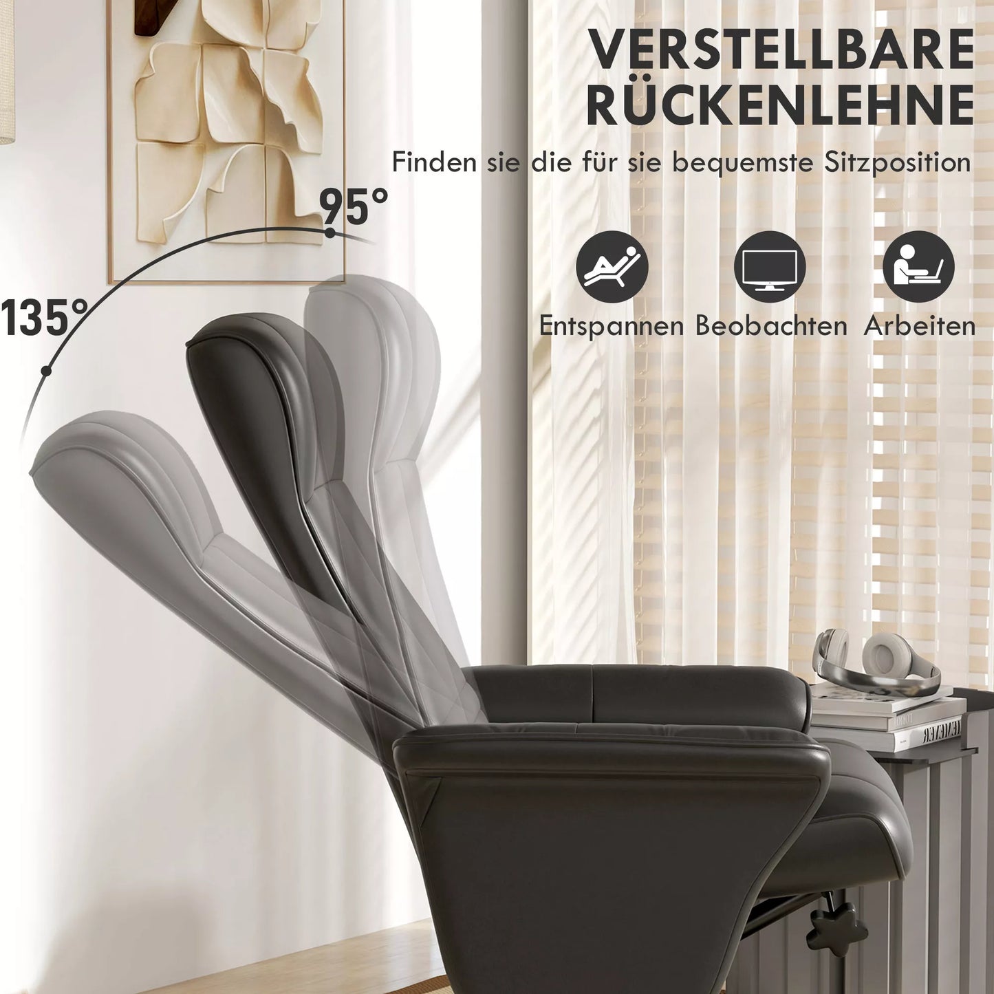 Ergonomiškas sukamasis minkštasuolis su pakoja, akcentinis, mikropluošto išvaizdos, juodas, iki 150 kg