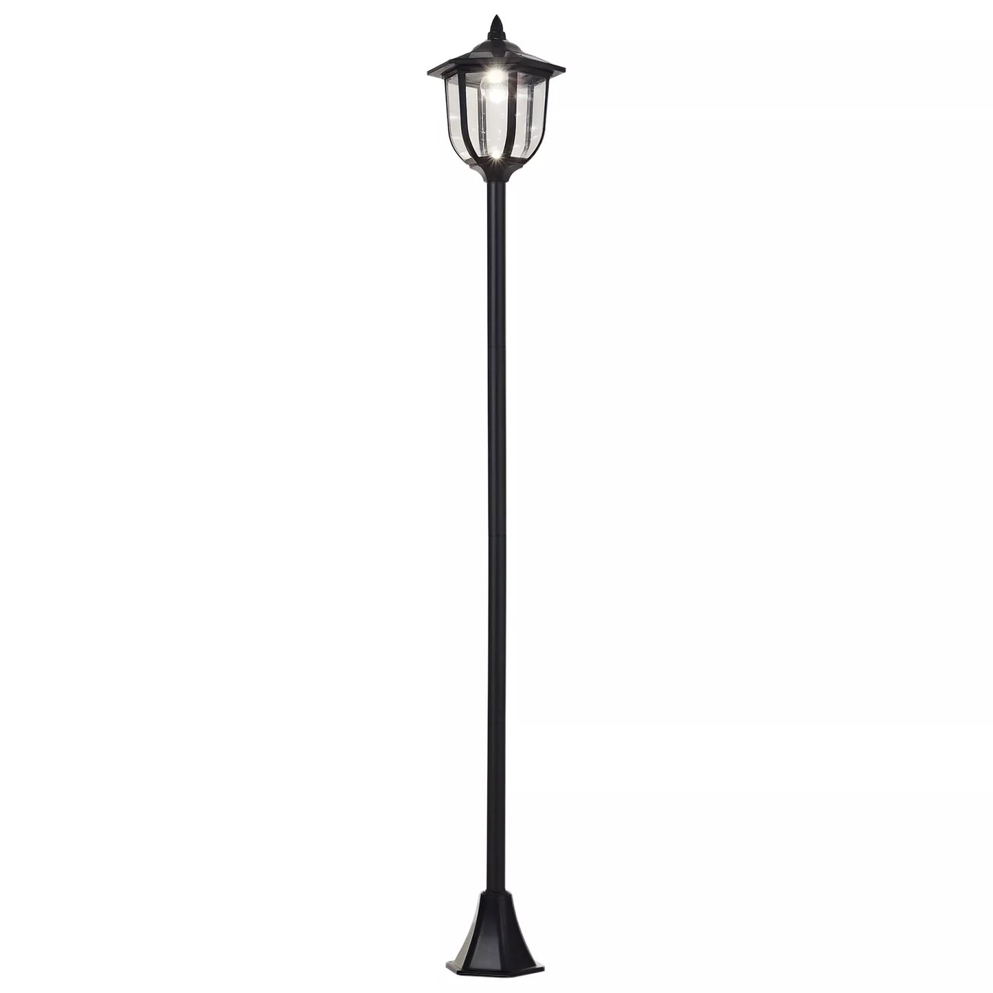 Saulės LED sodo žibintas, plastikinis žibintas, lauko šviestuvas vidui ir laukui, 177 cm aukščio, sodo šviestuvas, 30/60 liumenų, sodui, balkonui, dekoracijai, juodas