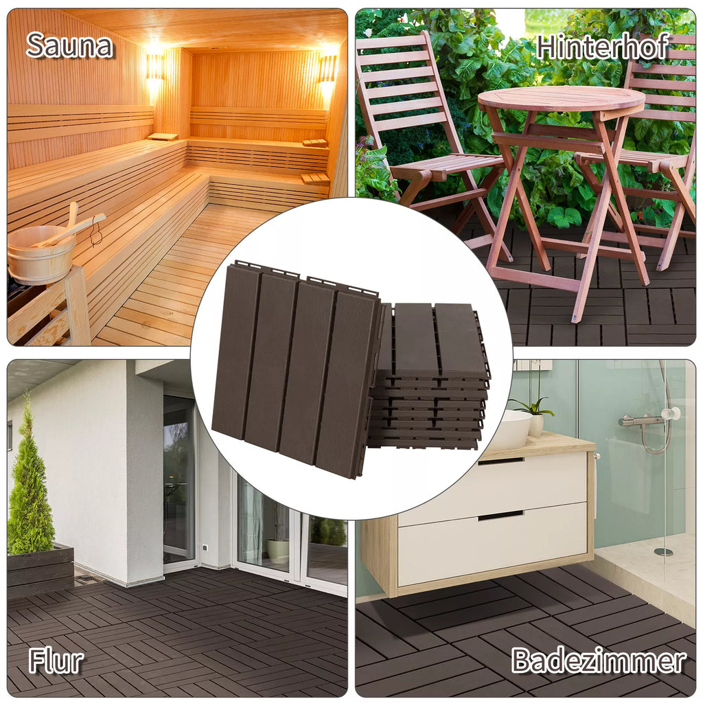 Lauko plytelės terasai balkonui su klick sistema 30x30 cm 9 vnt. 0,81㎡  rudos
