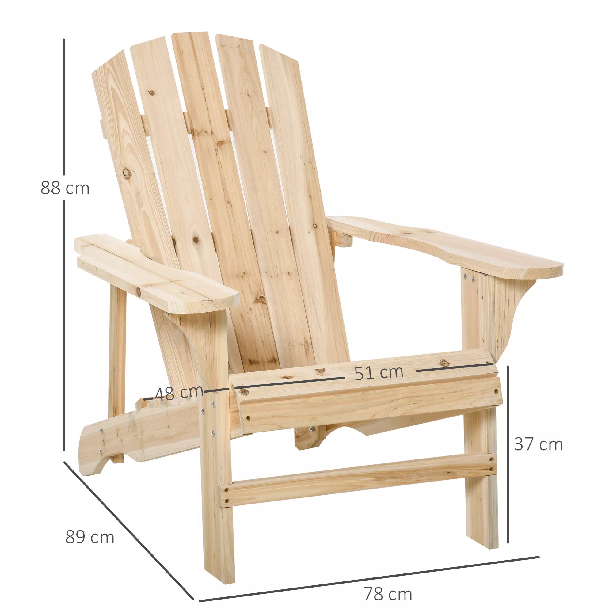 Adirondack lauko ir sodo kėdė, medinis fotelis su aukštu atlošu, kėnio mediena, juodos spalvos, 78 x 89 x 88 cm
