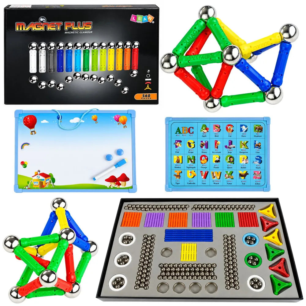 Magnetinis konstravimo rinkinys Magnet Plus, 560 dalių, lavinamasis, spalvotas