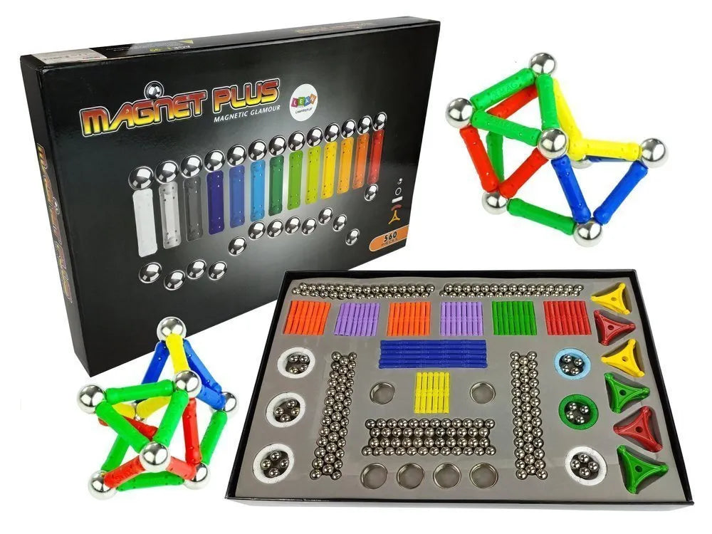 Magnetinis konstravimo rinkinys Magnet Plus, 560 dalių, lavinamasis, spalvotas