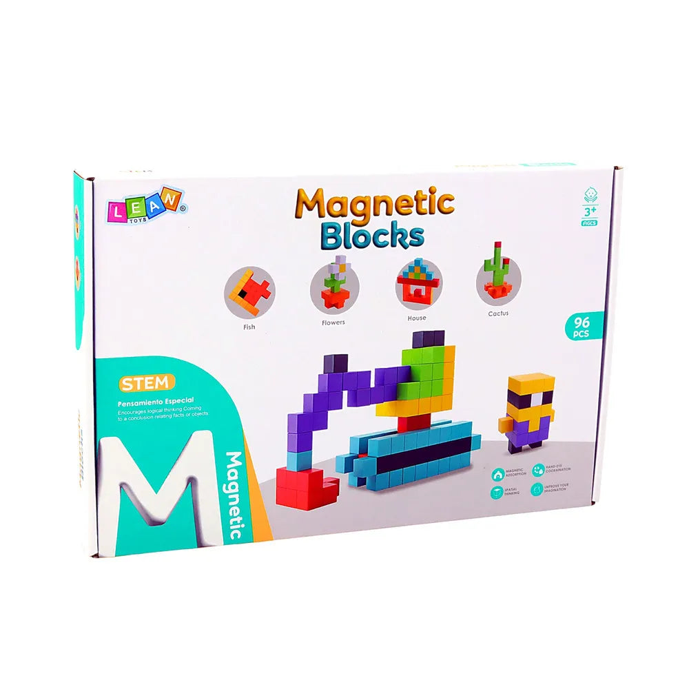 Magnetinių konstruktorių kaladėlių rinkinys, 3D, 96 vnt.