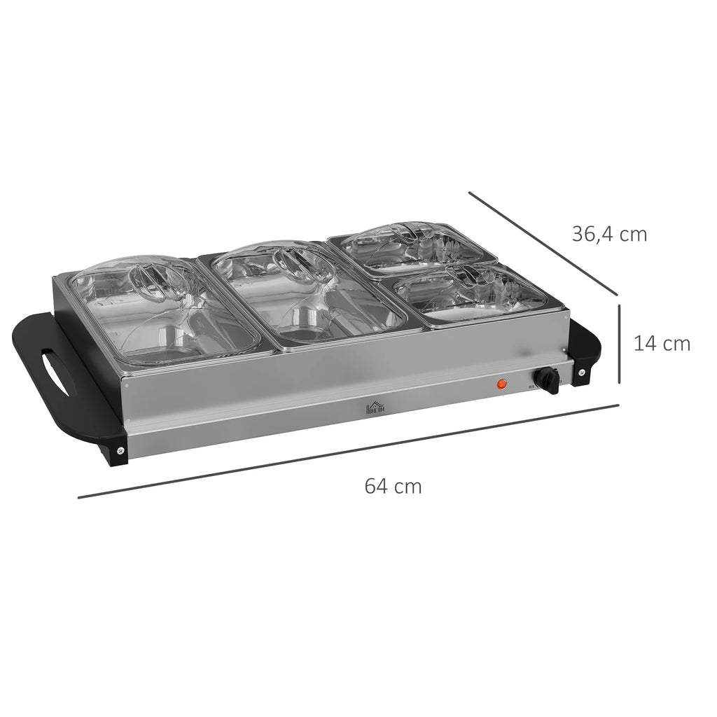 Maisto šildytuvas 2-in-1, 6,8 l, 300 W, nerūdijantis plienas, sidabrinės spalvos