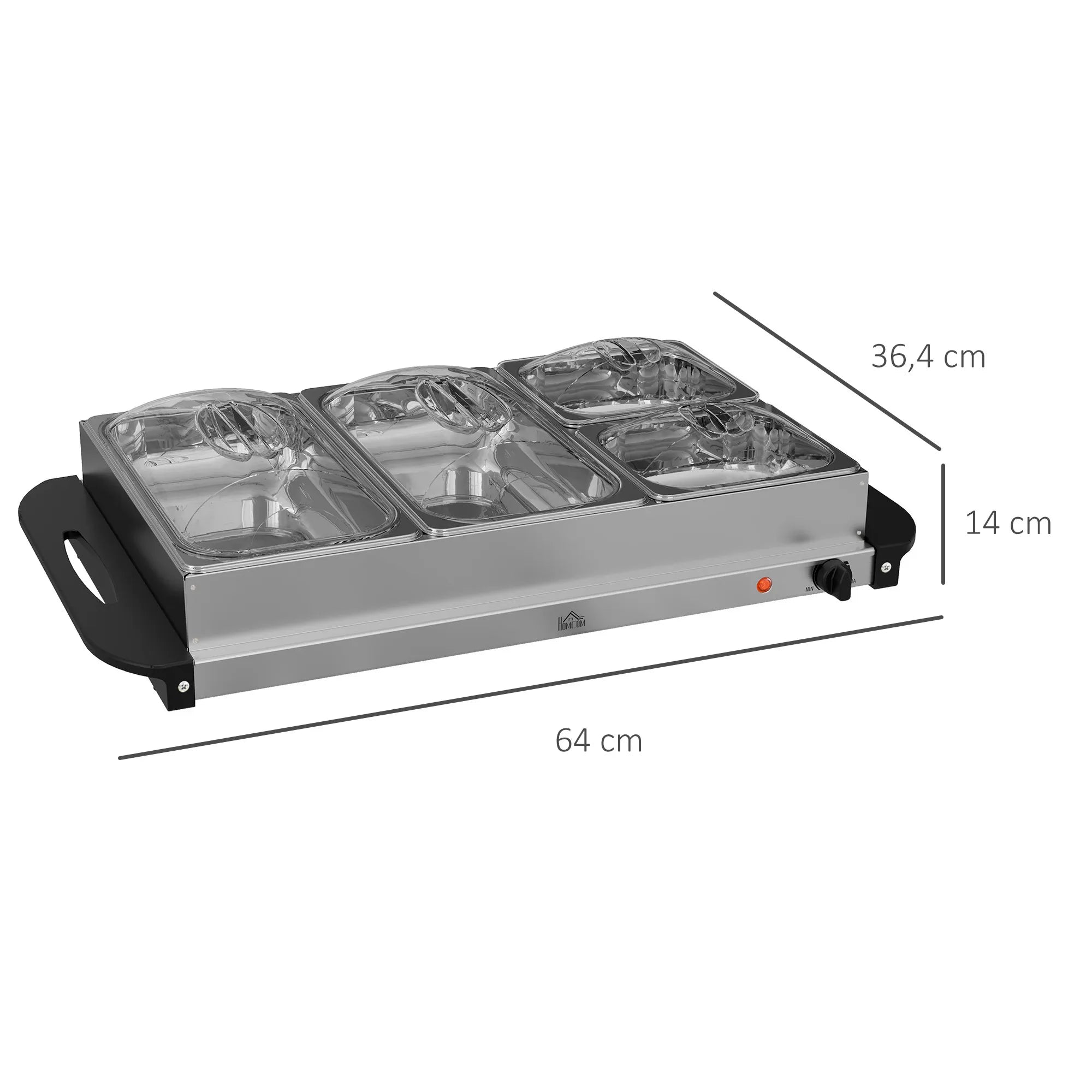 Maisto šildytuvas 2-in-1, 6,8 l, 300 W, nerūdijantis plienas, sidabrinės spalvos