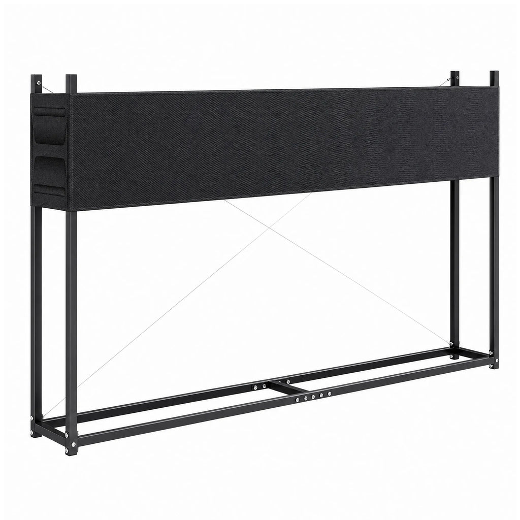 Malkų stovas su 600D Oksfordo uždangalu, 202 × 25 × 113 cm, juodas