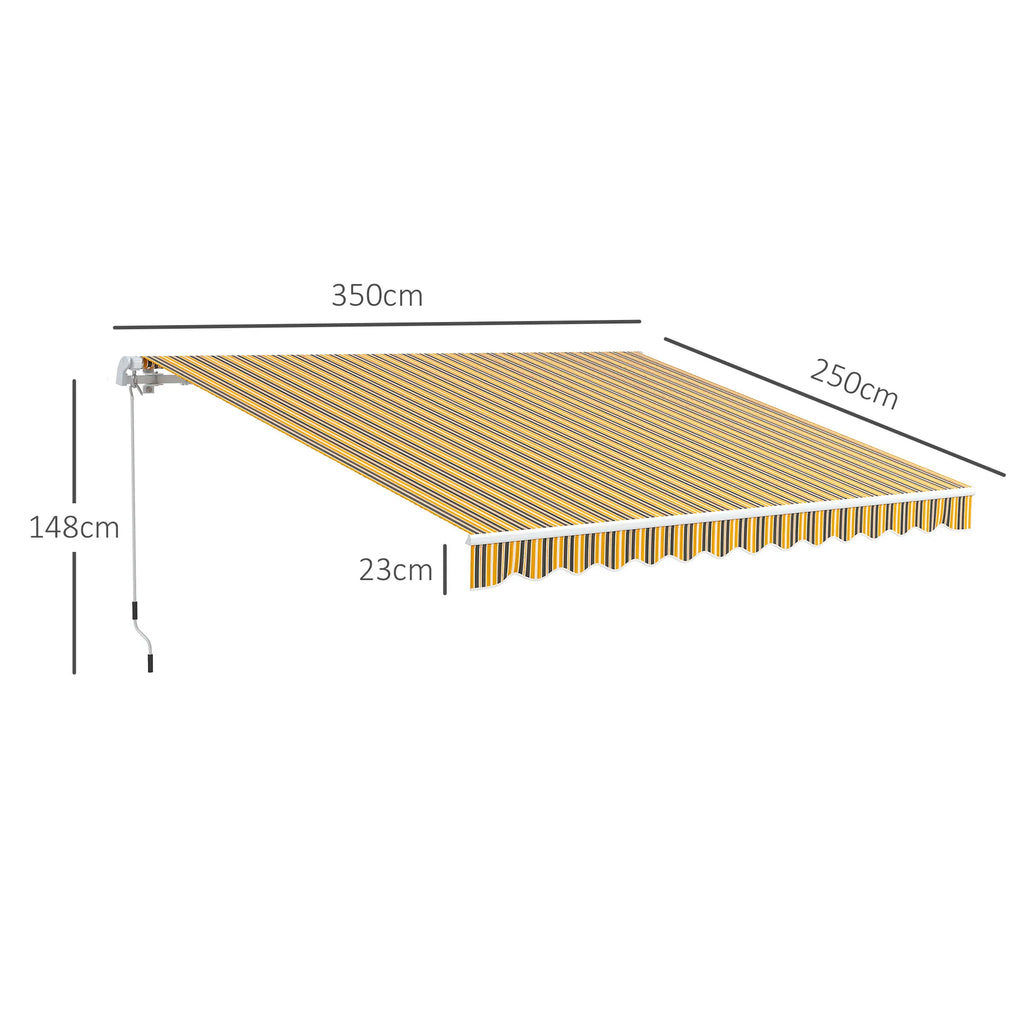 Markizė terasai su rankine alkūne, 3,5x2,5 m, geltona-pilka