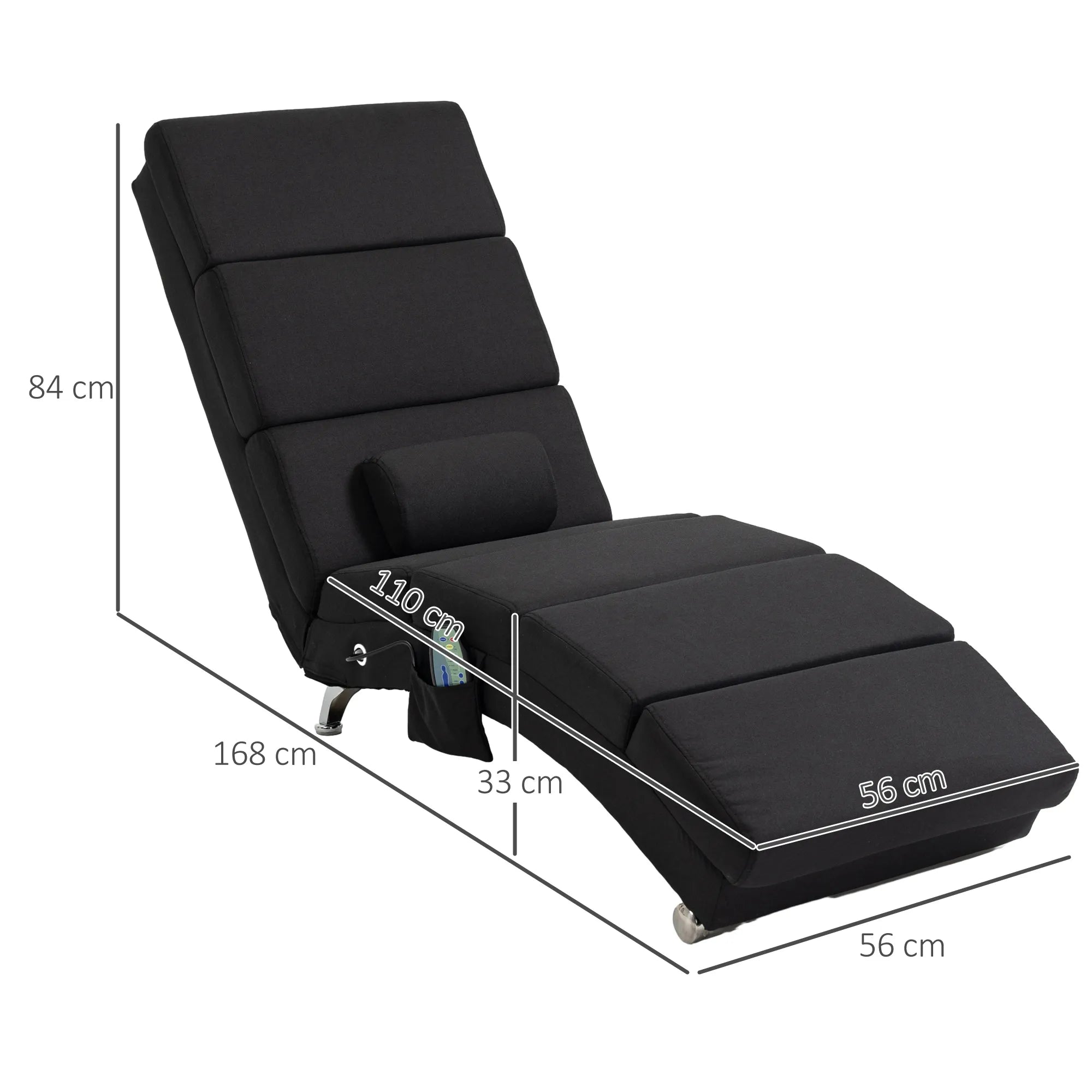 Masažinis fotelis su 8 vibracijos taškais, iki 130 kg, juodas