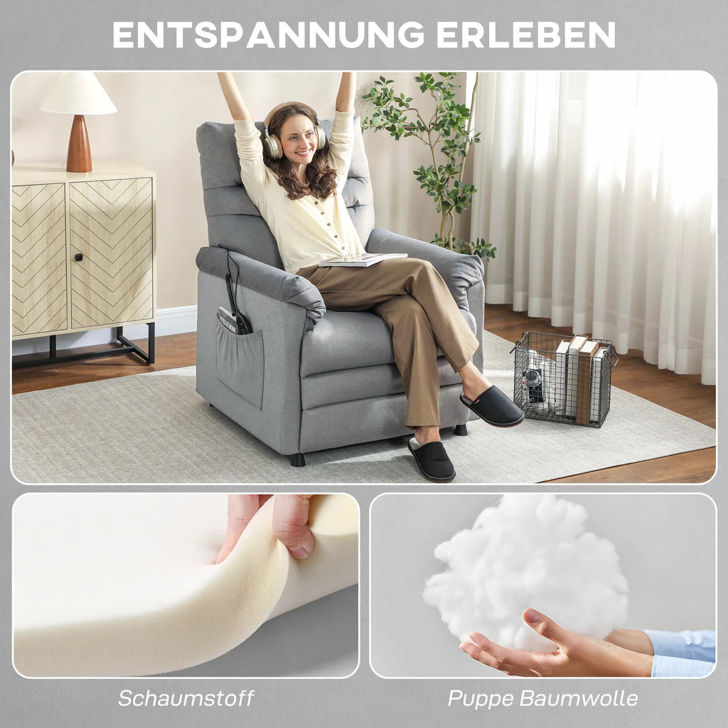 Masažinis krėslas, reguliuojamas, su šildymu, iki 120 kg, pilkas