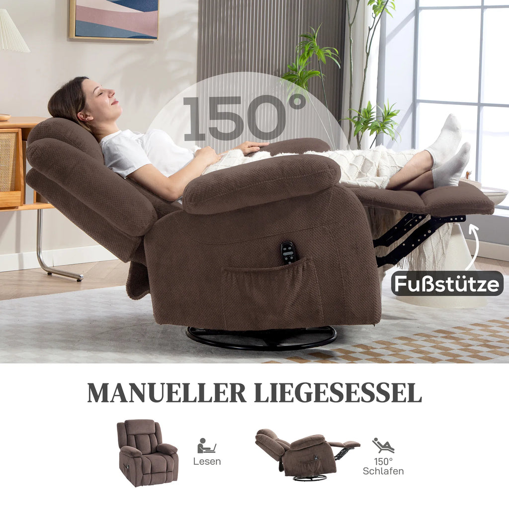 Masažinis krėslas su vibro funkcija ir šildymu, iki 135 kg, rudas