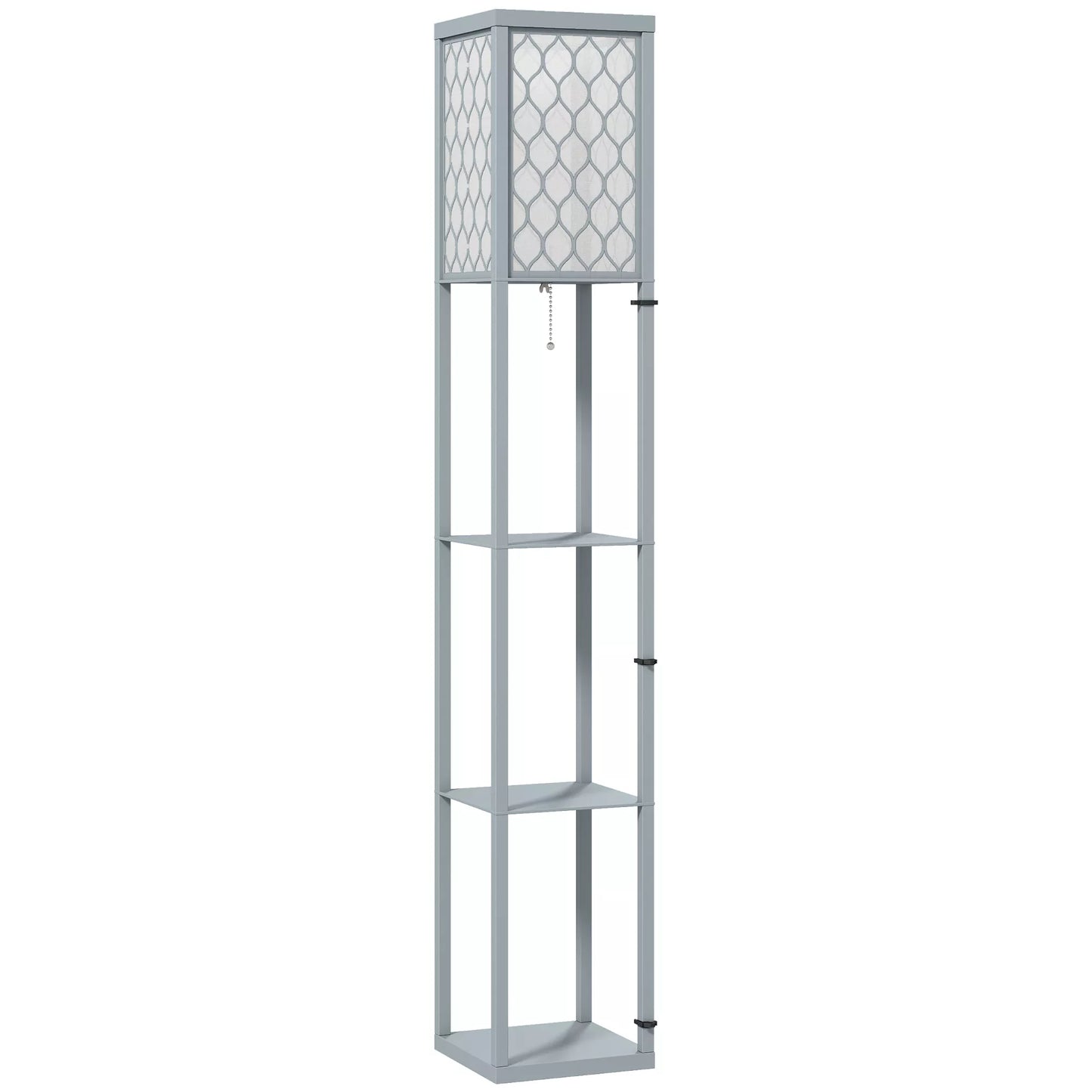 Stovas su lentynėle, 3 skyriai, kompaktiški matmenys, MDF, šviesiai pilkos spalvos