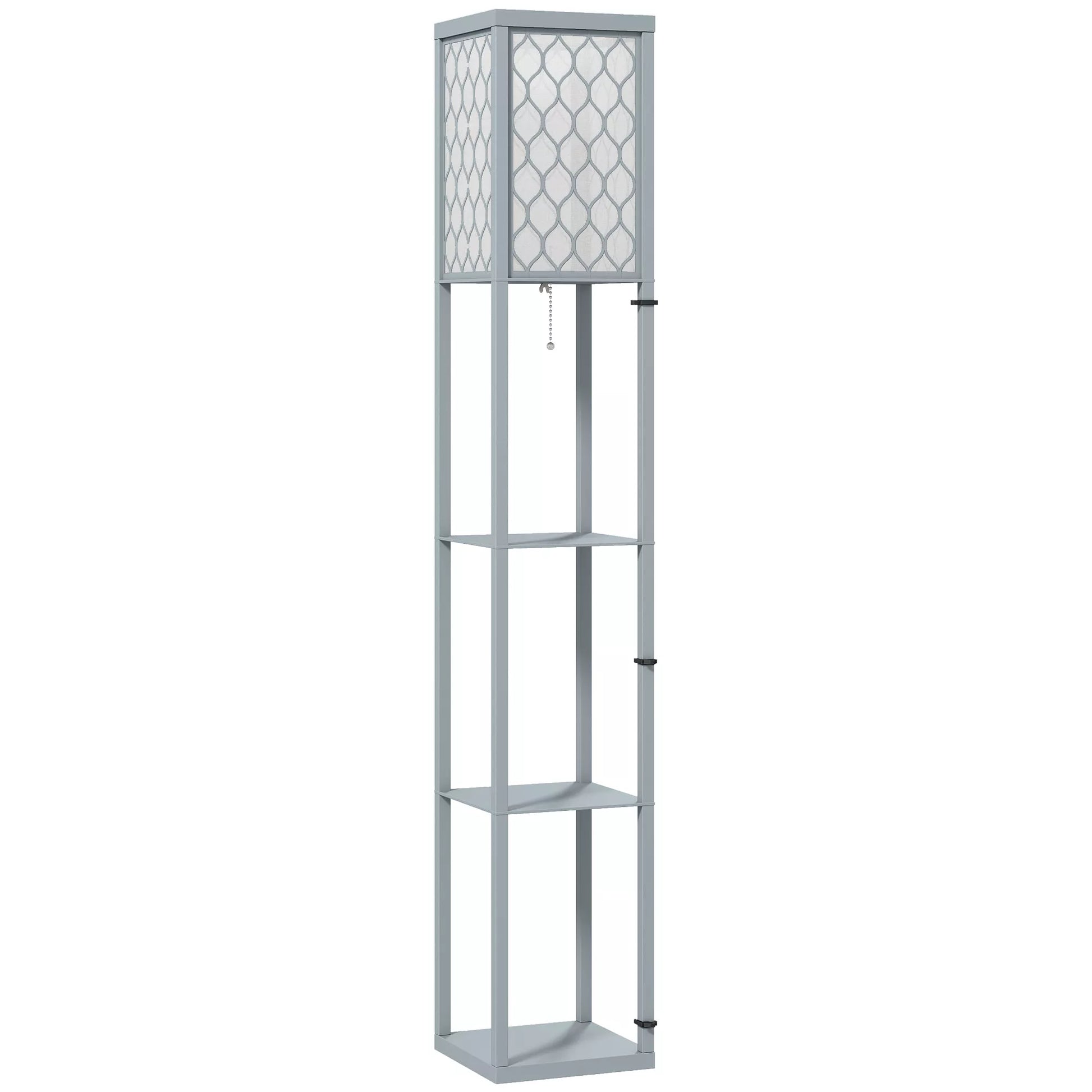 Stovas su lentynėle, 3 skyriai, kompaktiški matmenys, MDF, šviesiai pilkos spalvos