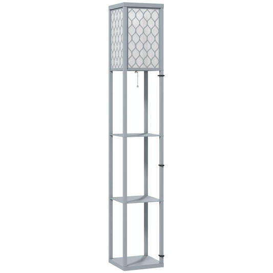 Stovas su lentynėle, 3 skyriai, kompaktiški matmenys, MDF, šviesiai pilkos spalvos