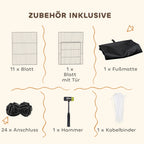 Infografika: aptvaro komplekto priedai - segmentai, durelės, kilimėlis, jungtys