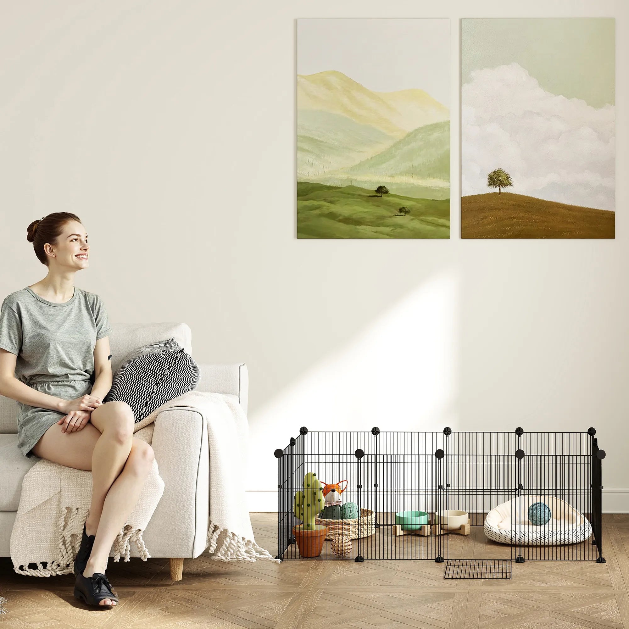 Mažų gyvūnų aptvaras su kilimėliu 120x60x40 cm Juodas