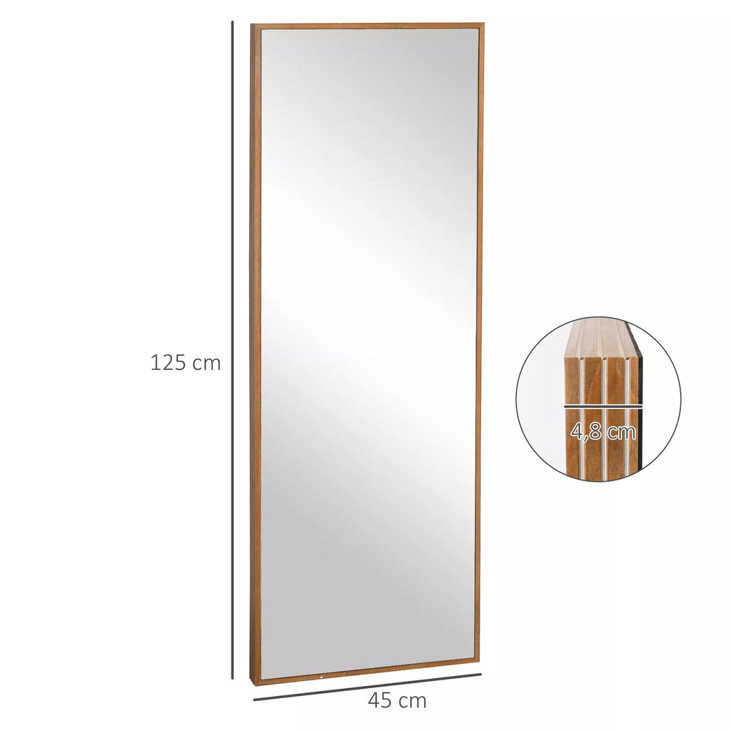 Sieninis veidrodis mediniu rėmu 45 x 125 cm, natūralios spalvos