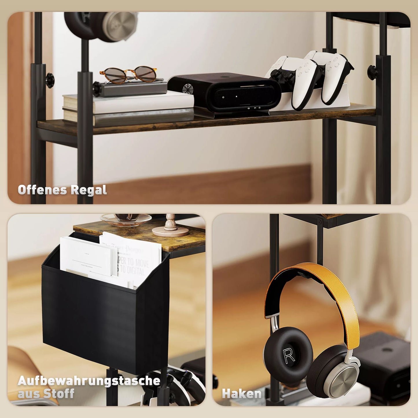 Reguliuojamo aukščio stovimas rašomasis stalas su pakreipiama stalviršiu, ratukais, laikymo lentyna, skirtas rašyti, skaityti, piešti, rudas