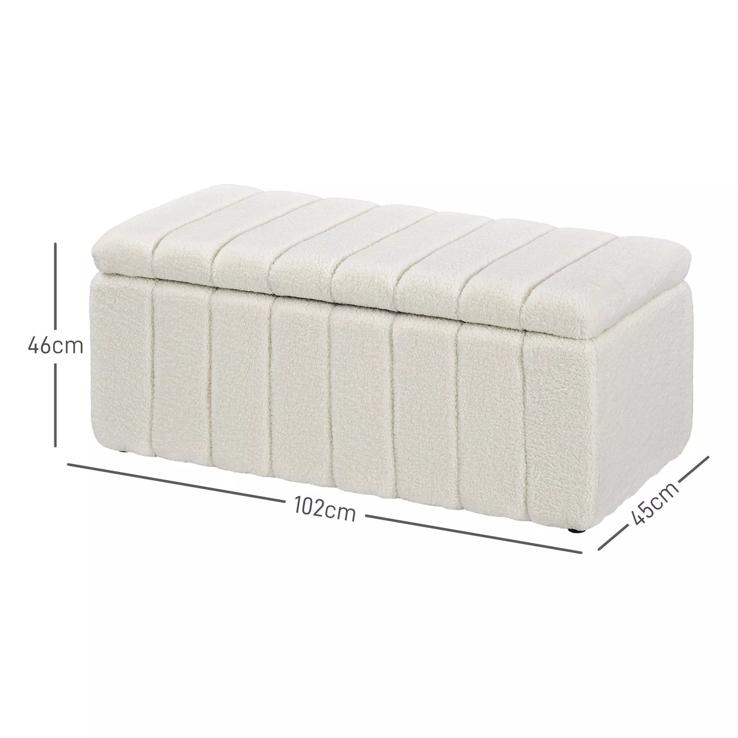 HOMCOM Minkštasuolis su laikymo vieta, atlaiko iki 120kg, 102x45x46cm, kreminės baltos spalvos