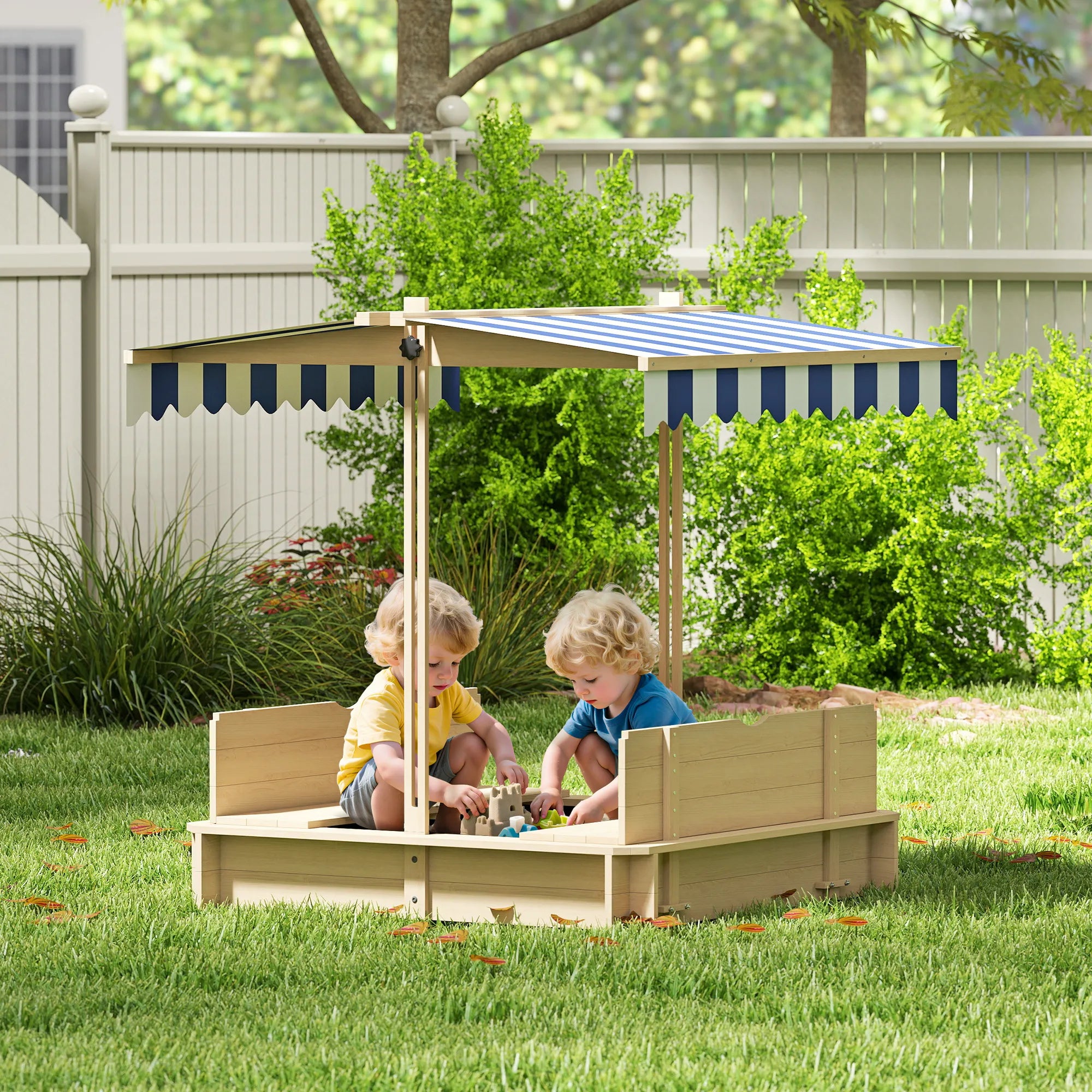 Medinė smėlio dėžė su stogeliu 106x106 cm