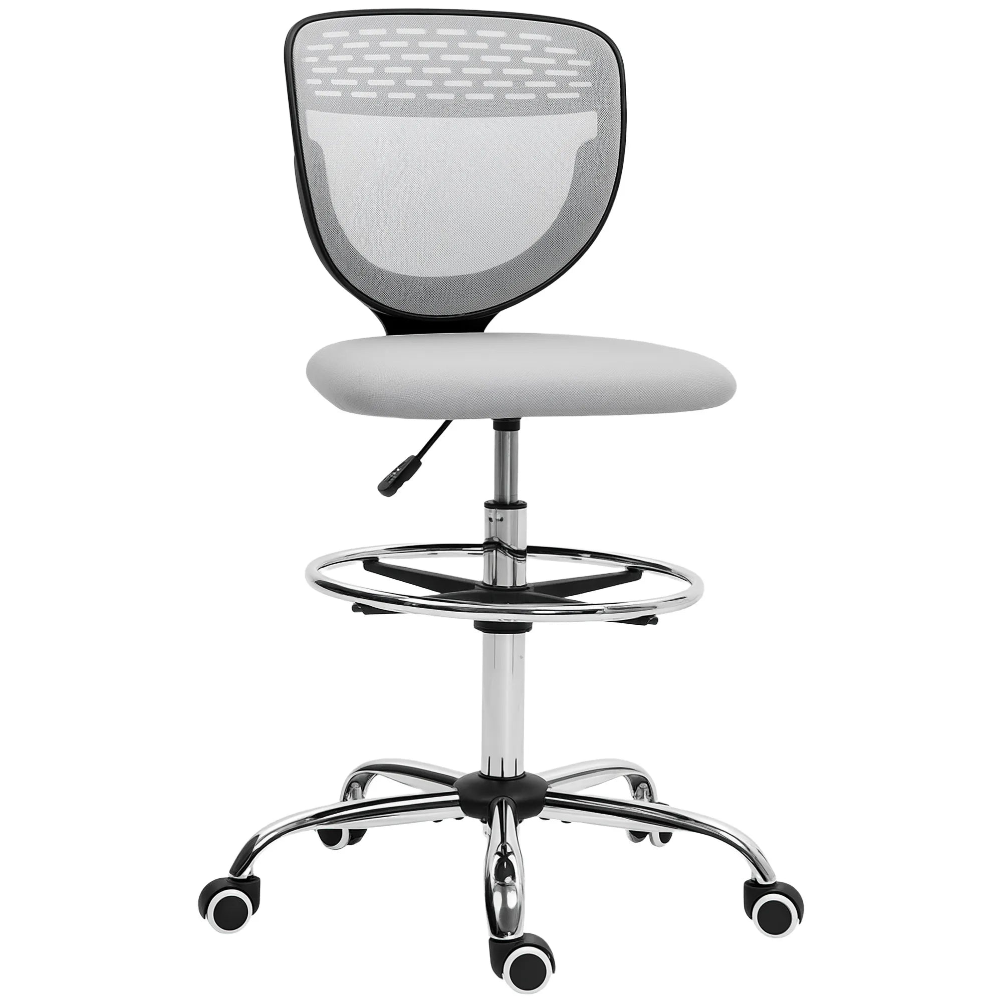 Meistro kėdė ergonomiška, aukšta, reguliuojamo aukščio, iki 120 kg, šviesiai pilka