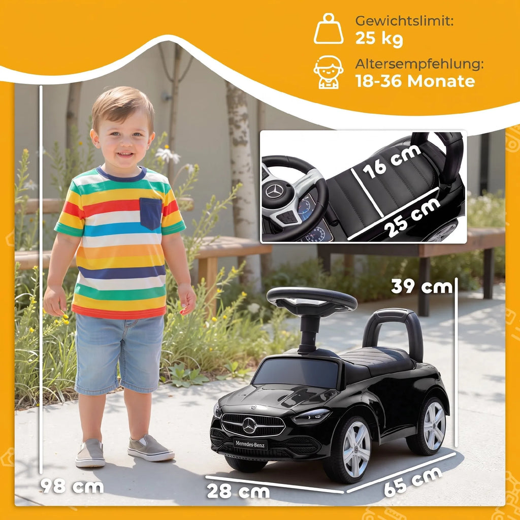 Mercedes-Benz C-Class vaikiškas paspirtukas-mašinėlė, juodas