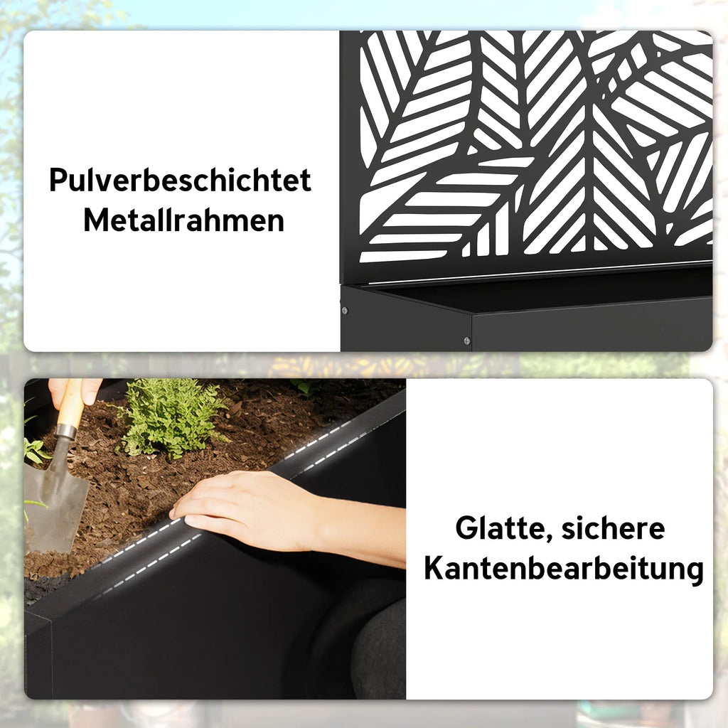 Metalinė pakelta lysvė su grotelėmis vijokliams 60x30x113 cm juoda
