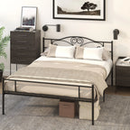Metalinis lovos rėmas su galvūgalio dalimi, 300 kg apkrova, 145L x 211B x 106H cm, juodas