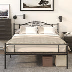Metalinis lovos rėmas su galvūgalio dalimi, 300 kg apkrova, 145L x 211B x 106H cm, juodas