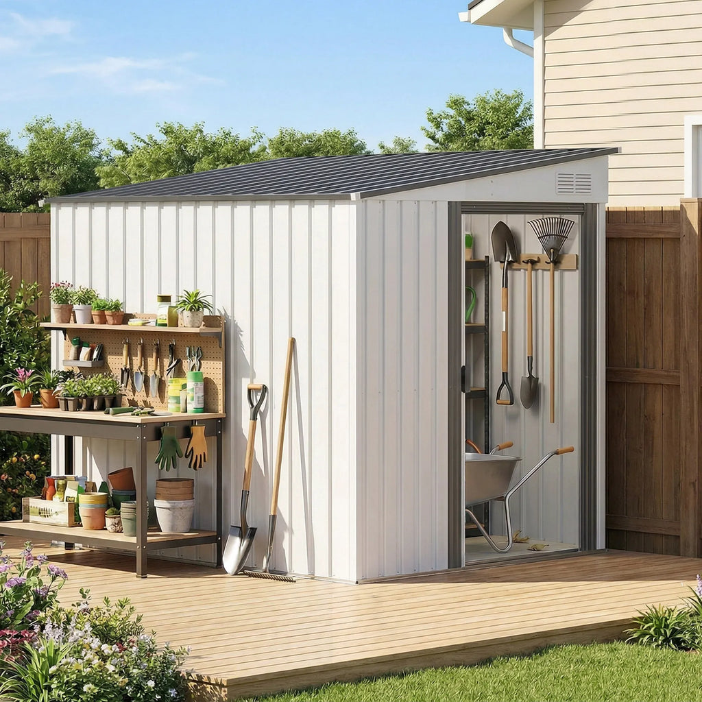 Metalinis sodo sandėliukas 2,81 m², 154x206,5x181 cm, balta