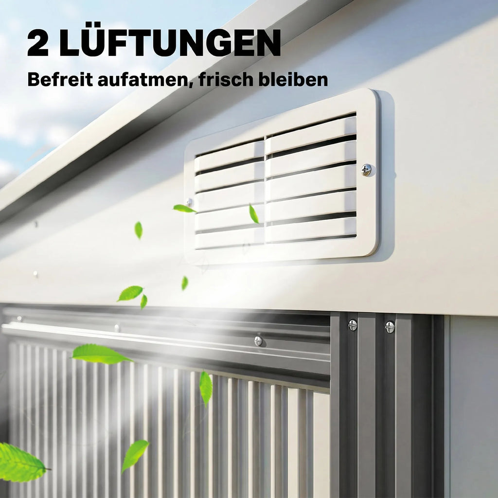Metalinis sodo sandėliukas 2,81 m², 154x206,5x181 cm, balta