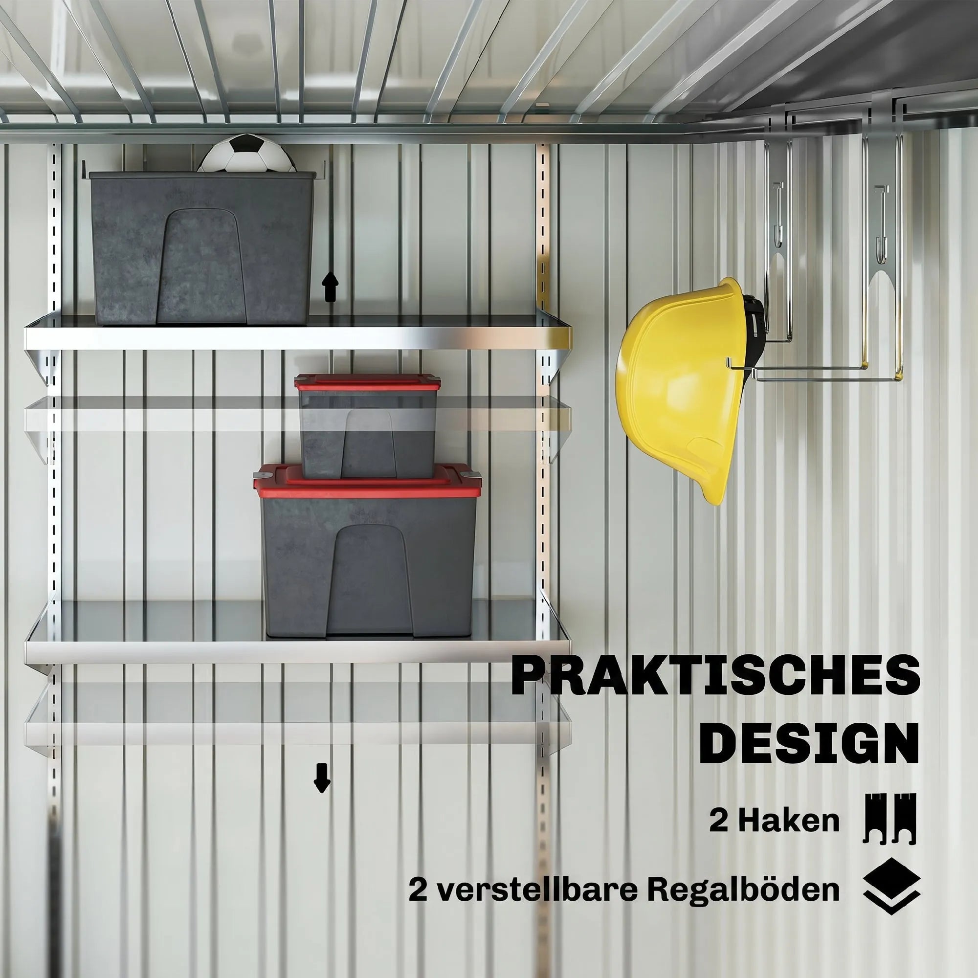 Metalinis sodo sandėliukas 2,81 m², 154x206,5x181 cm, balta