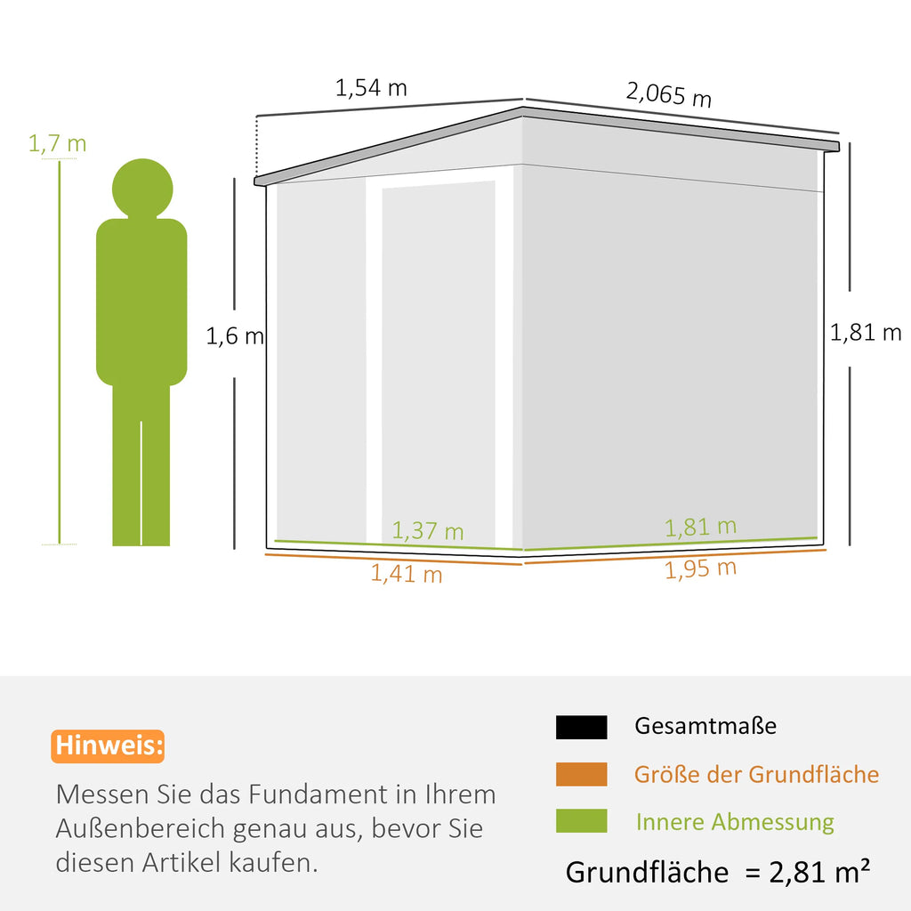 Metalinis sodo sandėliukas 2,81 m², 154x206,5x181 cm, balta