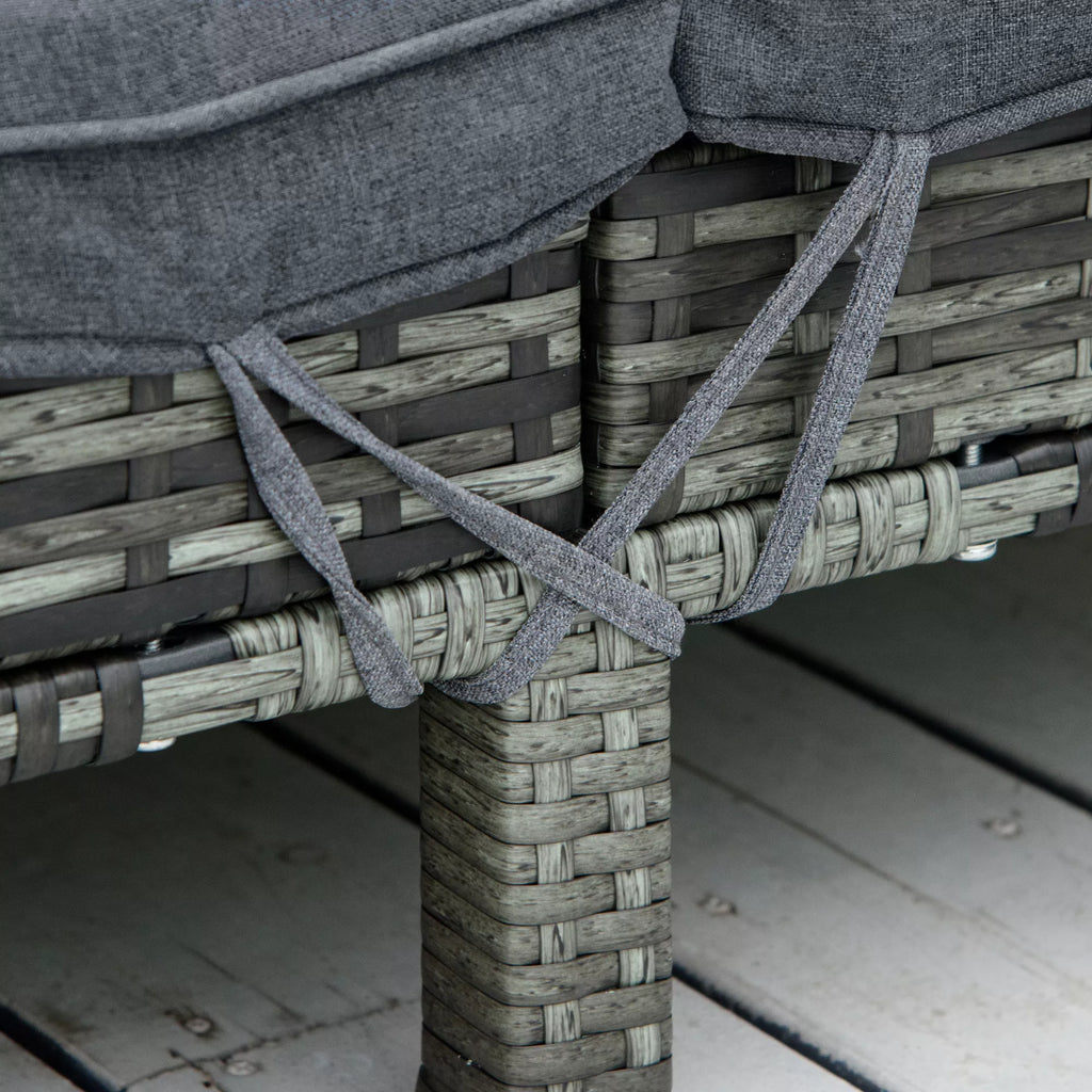Polyrattan dvigulė gultas Saulės gultas Sodo gultas 2 asmenims Poilsio gultas Prabangus poilsio gultas 5 pakopų atlošas Metalas PE rotangas Pilkas 196 x 120 x 28 cm