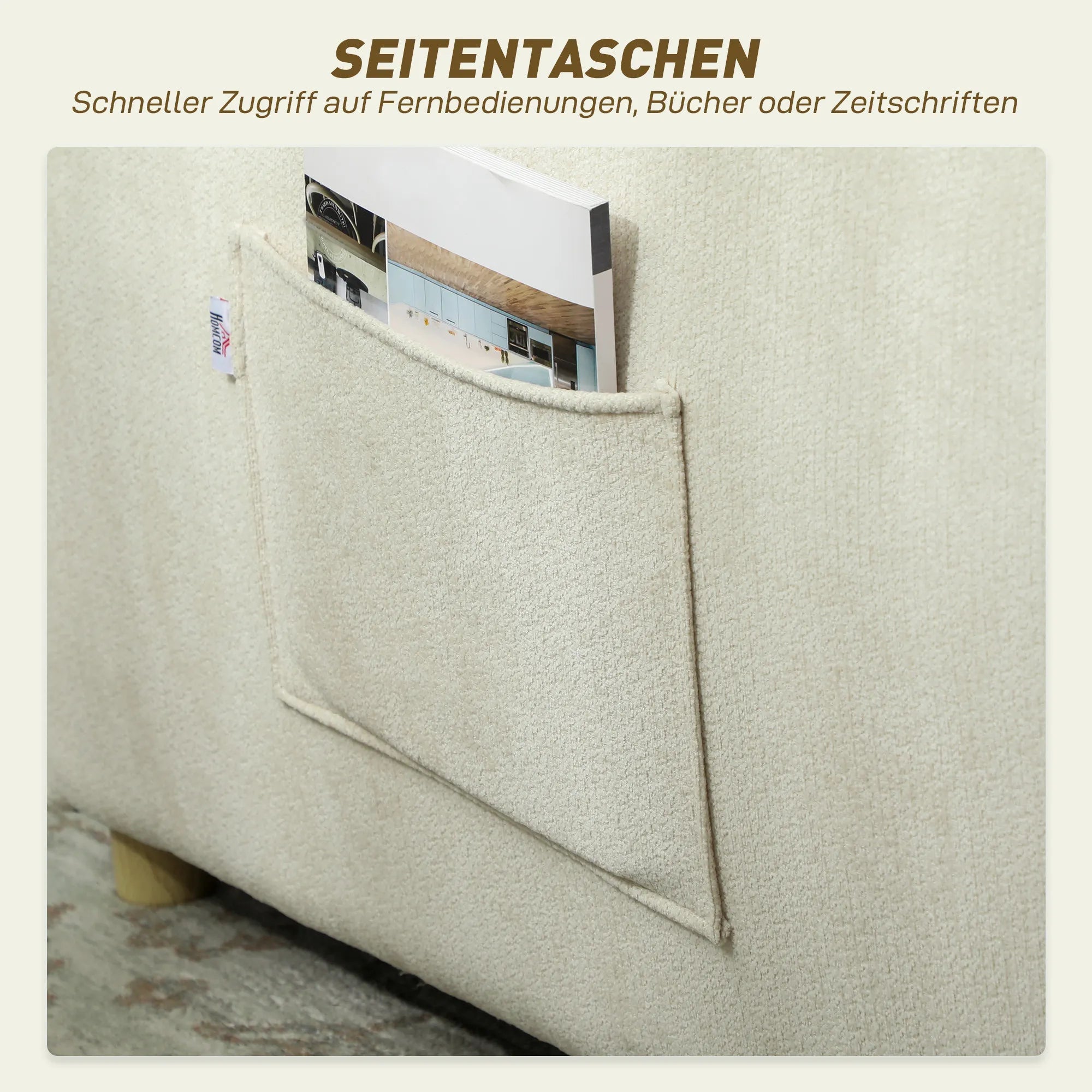 Miegamasis fotelis 3 in 1 Transformuojamas fotelis su lovos funkcija, juosmens pagalvė, skirtas svetainei, kreminės spalvos