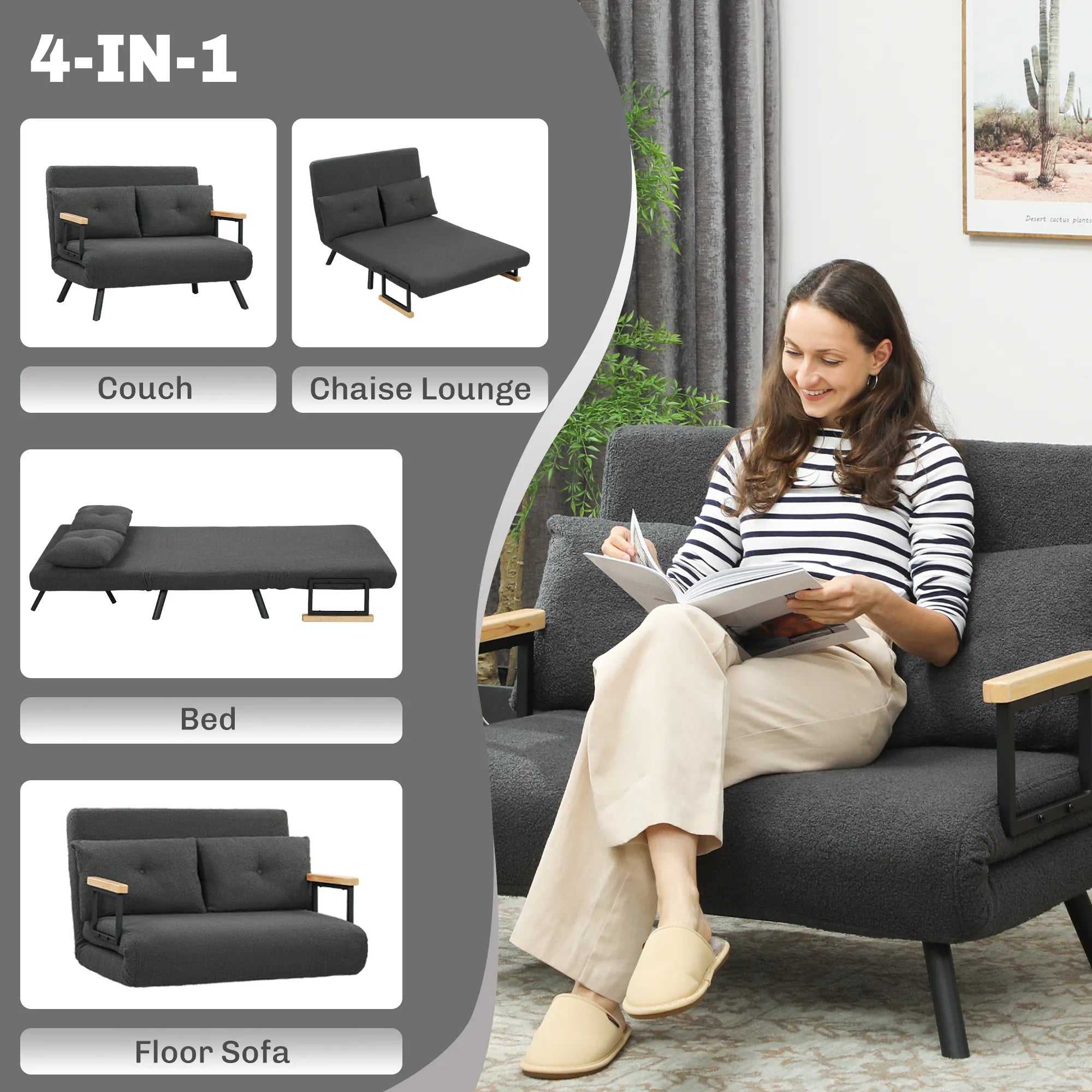 4-1 paskirčių schema – sofa, gultas, lova ir grindų čiužinys
