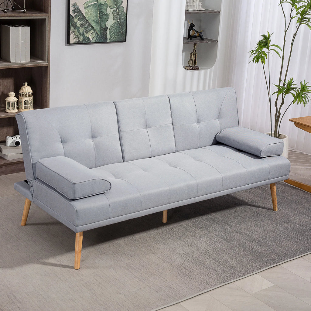 Miegamoji sofa HOMCOM su staleliu, 181 cm, šviesiai pilka