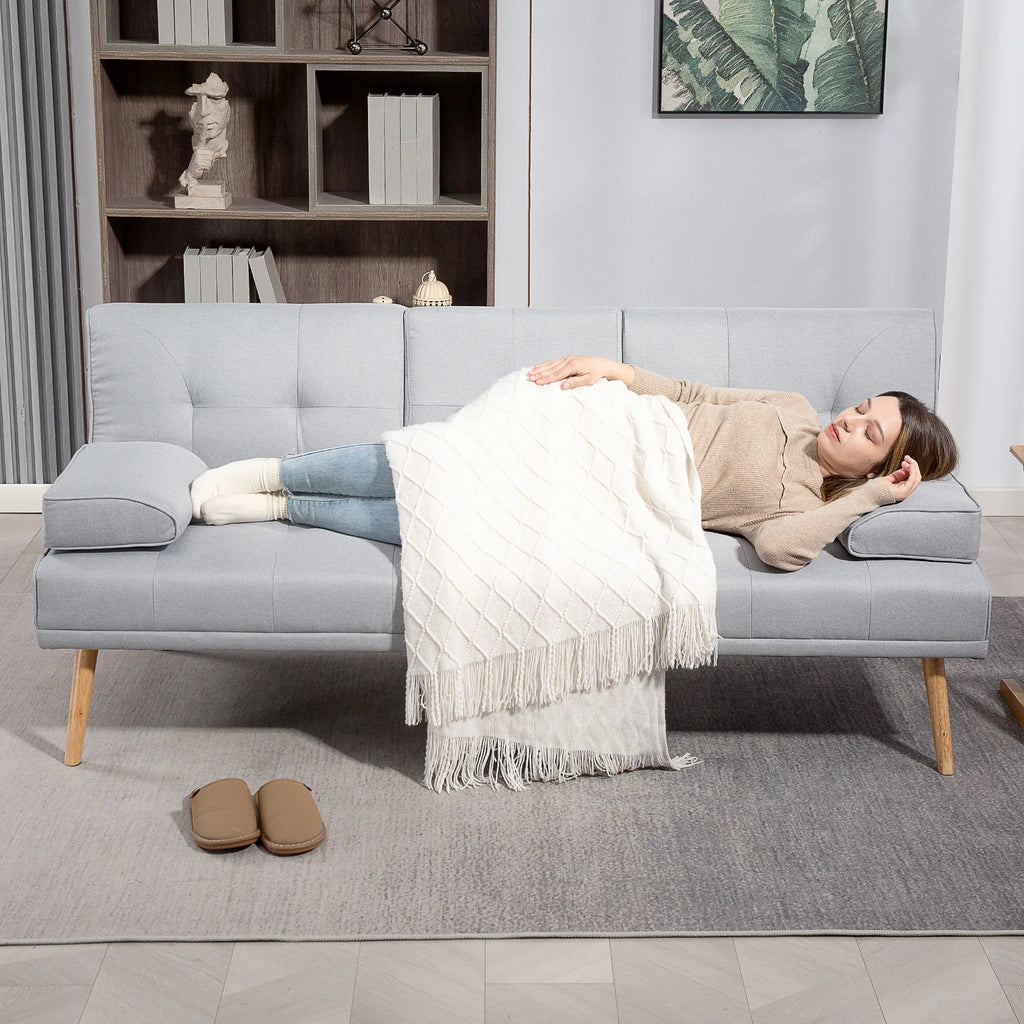 Miegamoji sofa HOMCOM su staleliu, 181 cm, šviesiai pilka