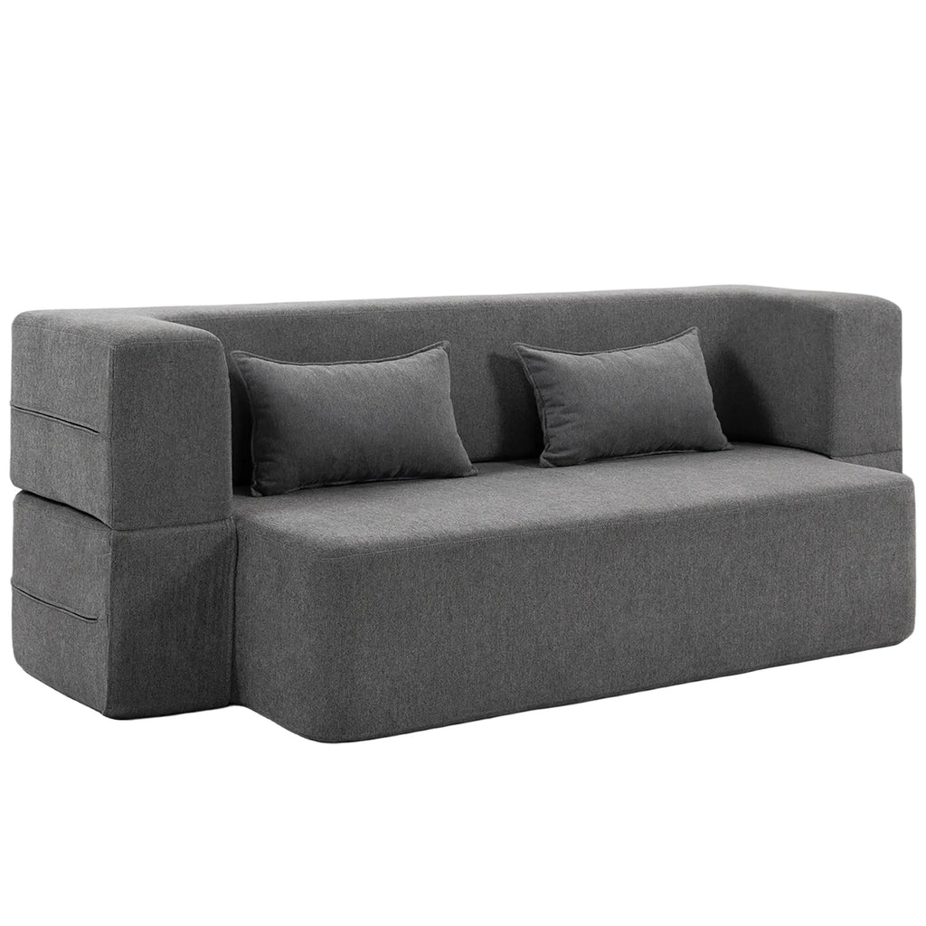 Miegamoji sofa su 2 pagalvėlėmis, 203 cm, pilka