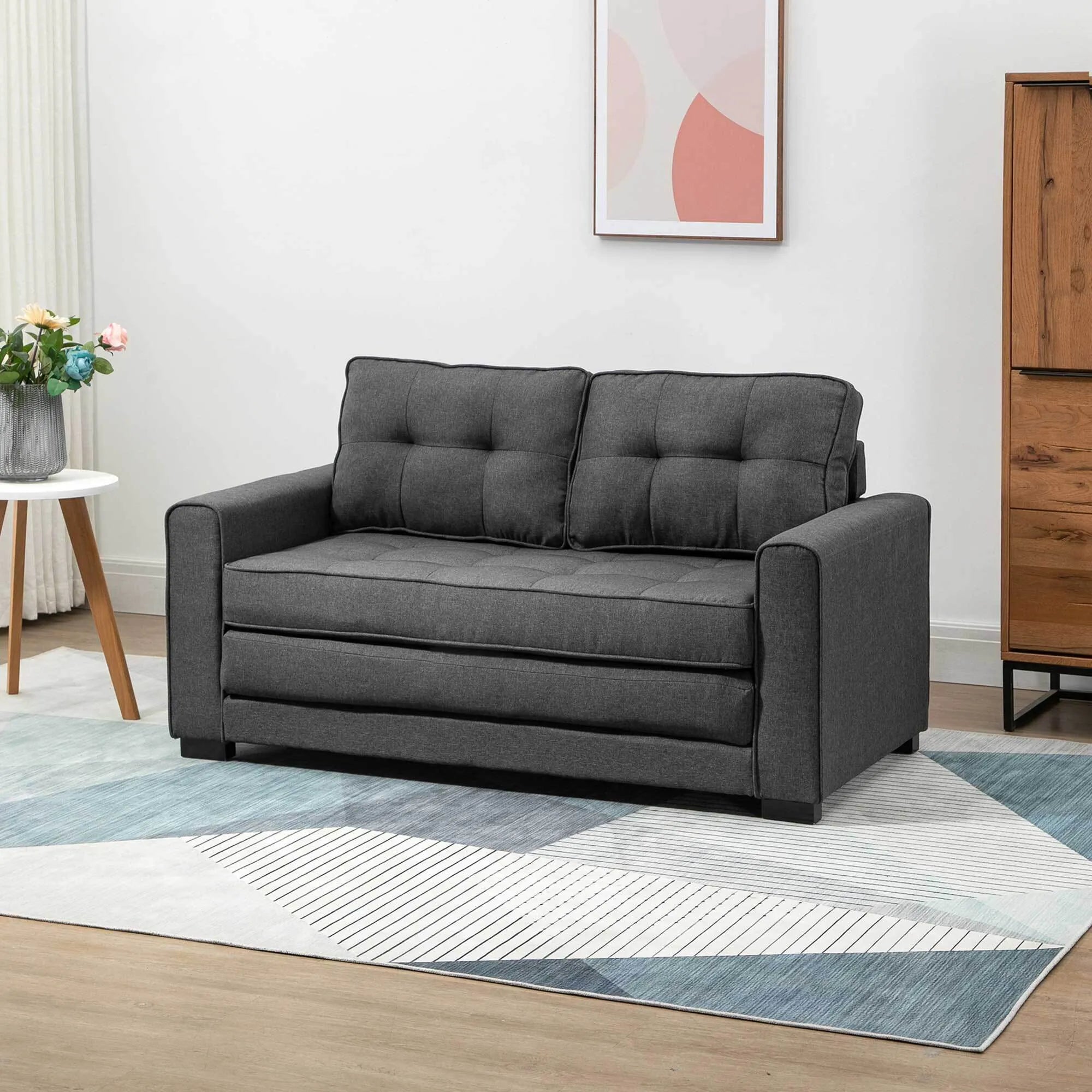 Miegamoji sofa su patalynės dėže, pilka, 147,5 x 75 x 85 cm