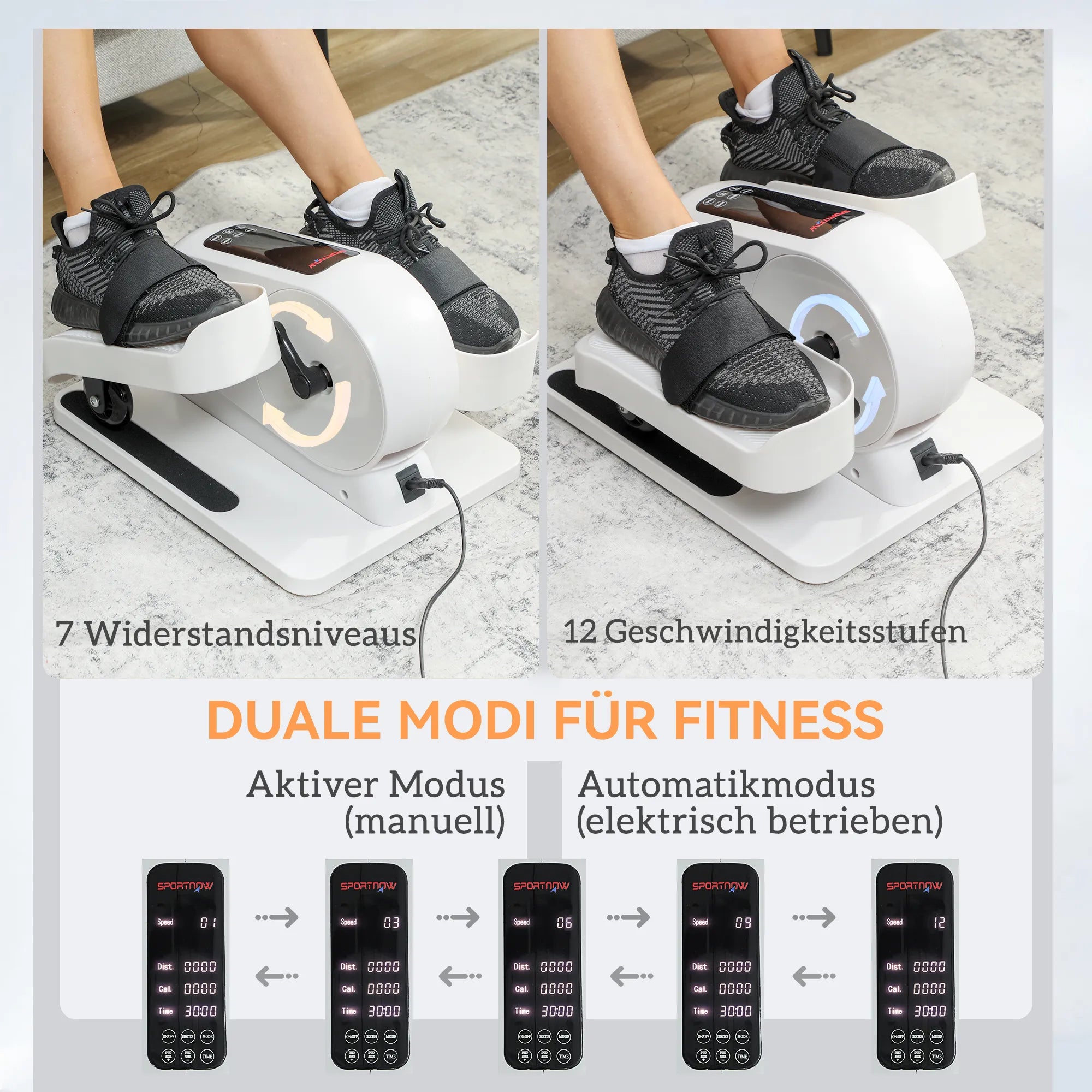 Mini elipsinis treniruoklis iki 120 kg, baltas