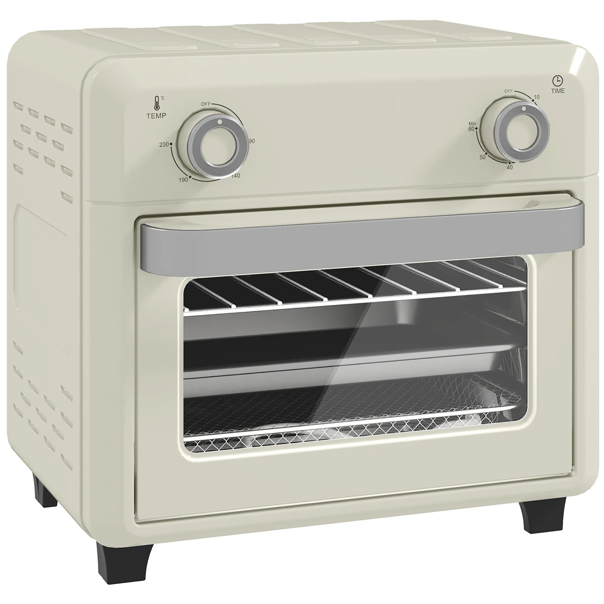 Mini krosnelė su oro gruzdintuvės funkcija, 10L, 1000W, kreminė balta