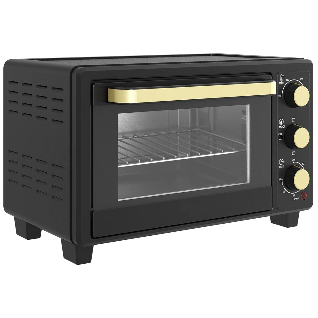 Mini orkaitė, 1600 W, 16 l, juoda ir auksinė