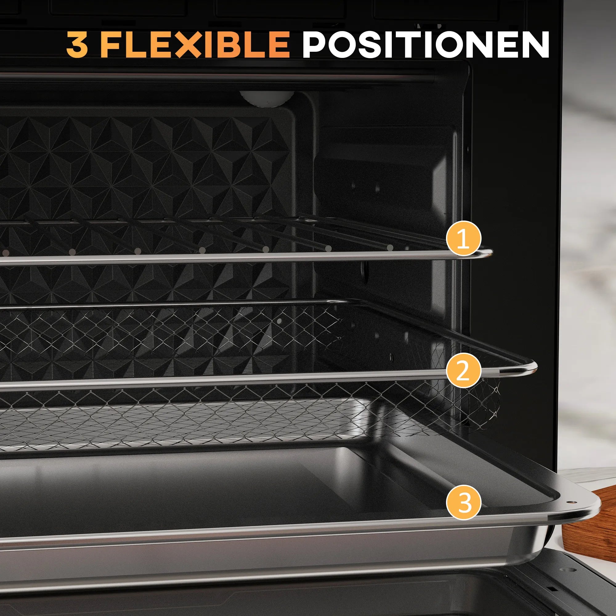 Mini orkaitė 20 l su konvekcija, juoda ir auksinė
