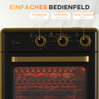 Mini orkaitė 20 l su konvekcija, juoda ir auksinė