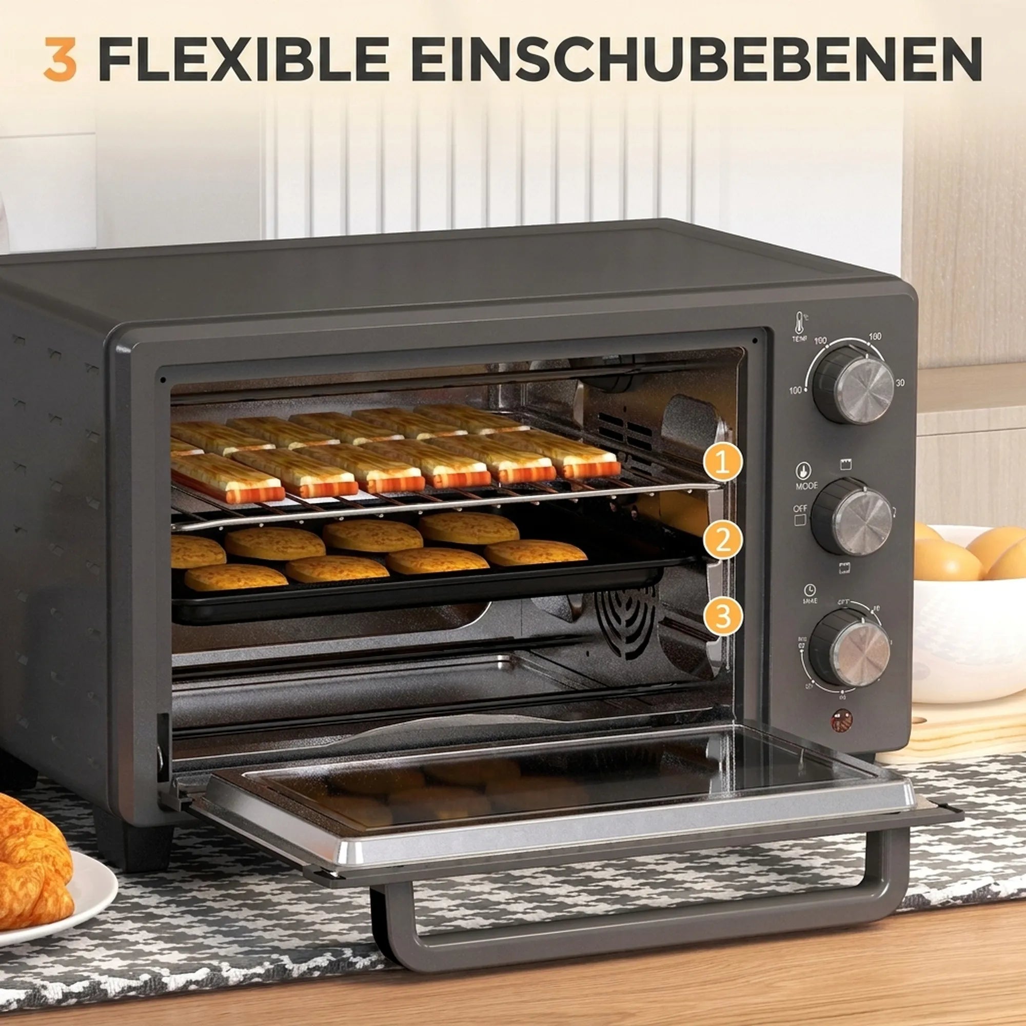 Mini orkaitė, 21 l talpos, pilka